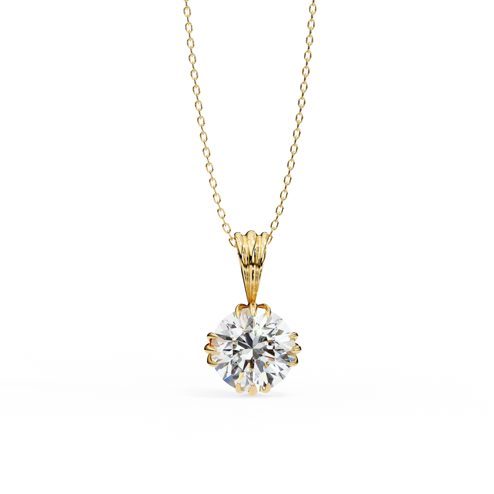 Round Flora Solitaire Pendant