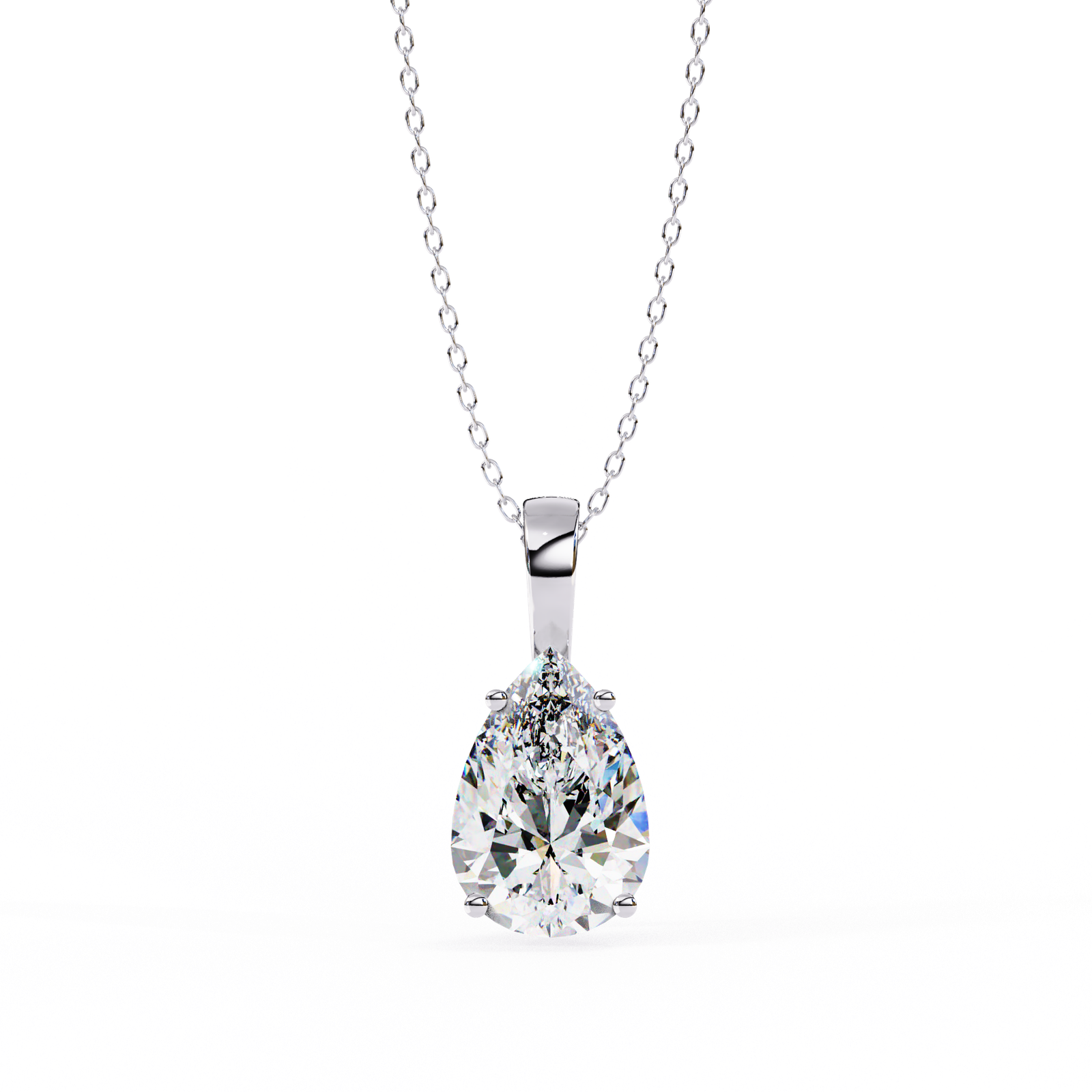 Silver Pear Diamond Pendant