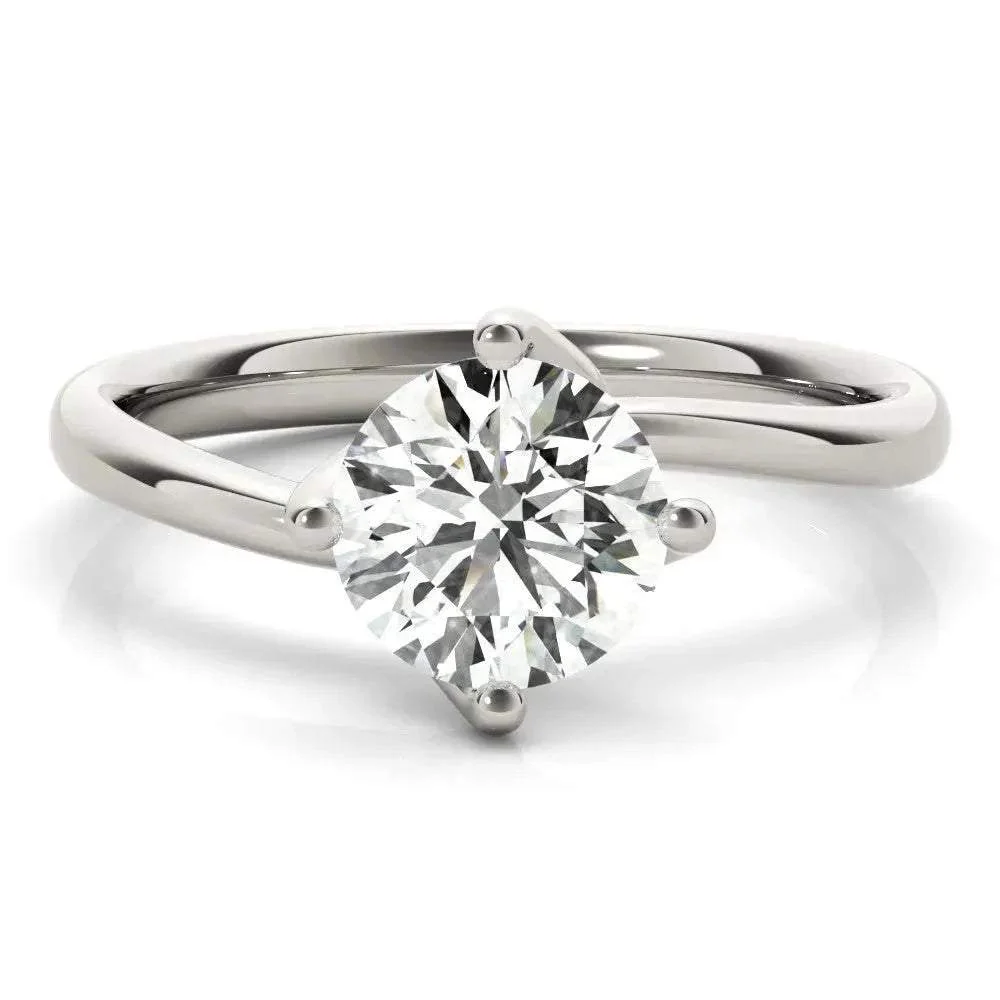 Silver Twisty Round Diamond Ring
