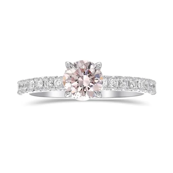 Fancy Pink Round Pave Diamond Ring
