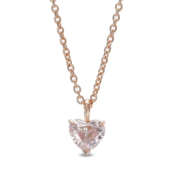 Fancy Intense Pink Heart Solitaire Pendant (with chain)