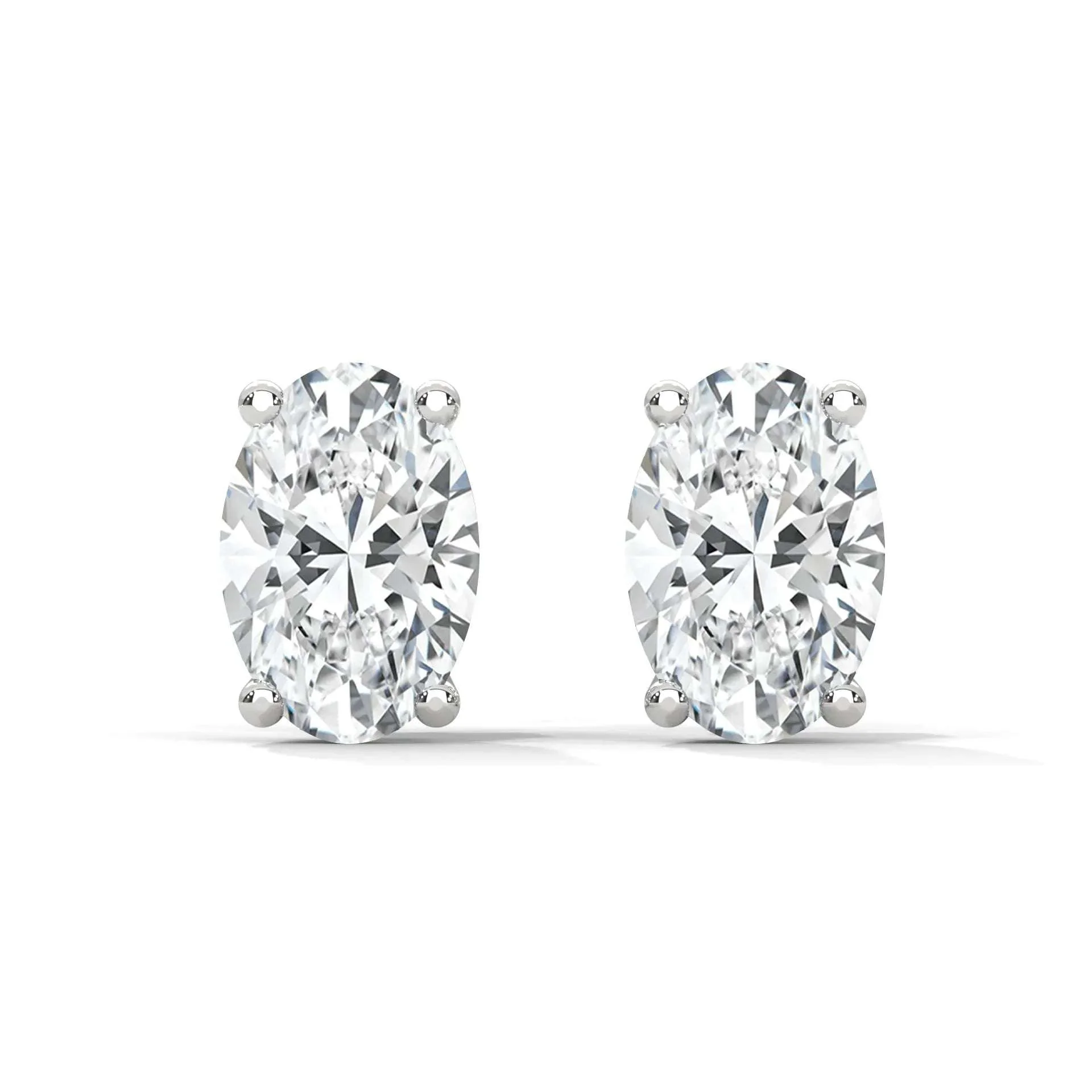 Silver Oval Diamond Studs
